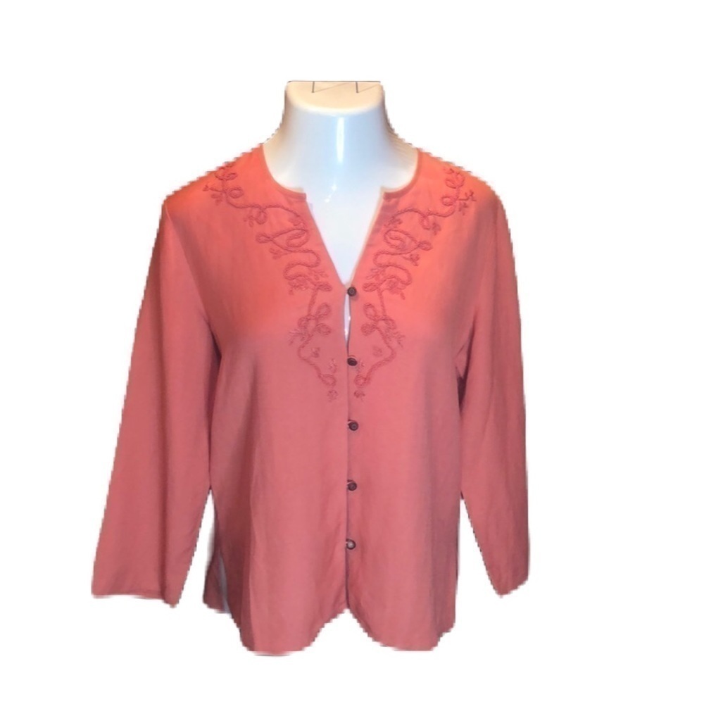 J.H. COLLECTIBLES Coral Lightweight Linen Jacket Size L